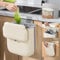 10L Collapsible Hanging Kitchen Bin,Wall Compost Food Waste Caddy Inside Cupboard Garbage Trash Can,Under Sink Counter Rubbish Camping Bin with Lid,Caravan Door Bin for Bedroom,Cabinet,Toilet (Cream)