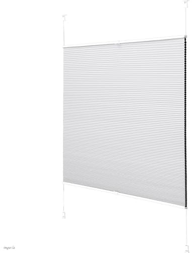 Joydeco Wabenplissee ohne Bohren Verdunklung Thermo Klemmfix Zweifarbig Grau B60 x H130 cm, Plisseerollo Sichtschutz Sonnenschutz & Schallschutz für Fenster & Tür