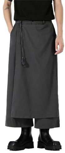Herren Hose Rock unregelmäßige Traditioneller Rock GroßE GrößEn Herrenhose Einfarbig Samurai Hakama Haremshose Einfarbig Baggy Streetwear Kilt Japanischer Stil Hosenrock