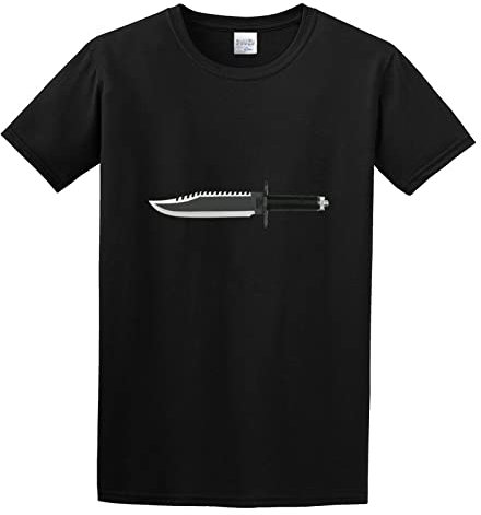 YIXUNYUAN John Rambo Knife Movie Poster Mens T Shirt Army Military Blade Machete Stallone Men's Cotton T-Shirt Shirt Top Black Size S