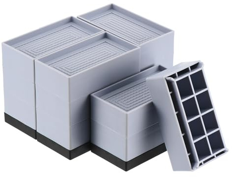 QUARKZMAN Lot De 4 Rehausseurs De Lit Rectangulaires 4.33 Pouce (Gris) | Robustes Et Réglables, Pour Lit Canapé Table Et Canapé