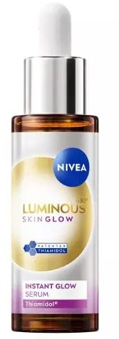 NIVEA LUMINOUS630 SKIN GLOW Instant Glow Serum - Feuchtigkeitsspendendes Anti-Makel-Gesichtsserum - verfeinert Poren - Thiamidol, Niacinamid und Aloe Vera - Reduziert überschüssiges Fett - alle