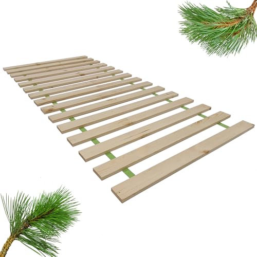 INNOVAHOME Lattenrost 140x200cm - Zweiteilig (2x70cm) - Tragkraft bis 280kg - 15 Latten Massives Kiefernholz Rollrost 140x200cm - Erfordert Mittigen Längssteg - Einfache Montage inkl. Schrauben