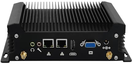 AIOPCWA Industrial Mini PC Fanless, Core i7 10510U, 2 x COM RS232 Embedded Micro Computer, 2 x Gigabit RJ45 LAN, Barebone (pas de RAM/SSD/OS), Dual Band WLAN/BT, 2-Display, Winos/Linux