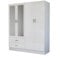 Nera High Gloss 4 Door Wooden Wardrobe with Mirror and Drawers for Bedrooms Storage (Gloss White(Matt White))