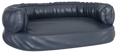 Eleganz Hundebett aus ergonomischem Schaumstoff - Dunkelblau 60x42cm Kunstleder - Bequemes & langlebiges Hundebett für Hunde Aller Größen - Perfekt für Wohnung, Haus & Reise