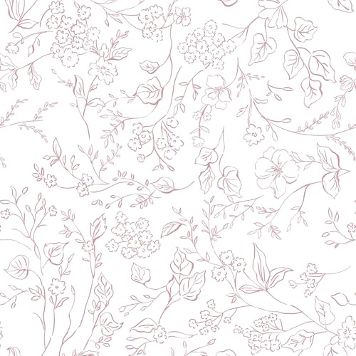 Timeet Peel and Stick Wallpaper White Pink Floral Contact Paper 44CMx10M Thicken Self Adhesive Wallpaper Waterproof Sticky Back Plastic Textured Removable Vinyl Film for Living Room Furniture