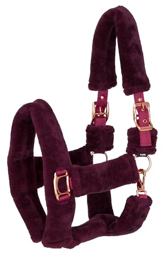 Start Halfter Plüsch mit Teddy-Kunstfell – weich gepolstert & verstellbar – Komfort Nylon Halfter für Pferde, robust, langlebig & pflegeleicht (Bordeaux, Full (Warmblut))