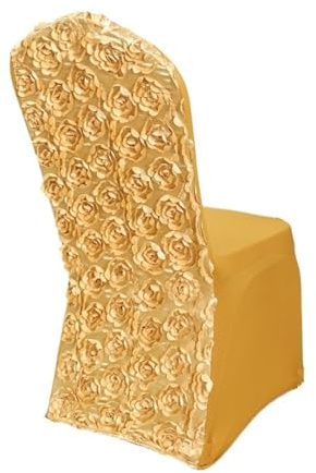 xotoa Housse de Chaise brodée Rose for Banquet d'hôtel ou Mariage(Gold,4pcs)