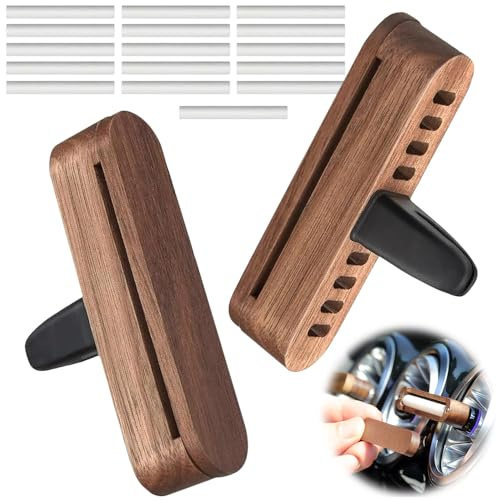 BIZOI 2 Stück Auto Diffuser, Auto Diffusor Holz Auto Diffuser für Ätherische Öle Clip Lufterfrischer Autos Duft Diffusor mit 16 Nachfüllauflagen für mehr Fahrspaß und Fahrfreude