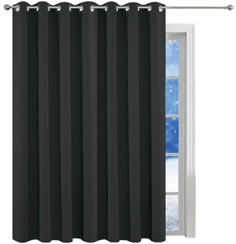 LONGCAO Verdunklungsvorhänge Gardinen 80 x 200 cm Verdunkelungsvorhang Thermovorhang Hitzeschutz Ösenvorhang Hitze Schlafzimmer Gardinen Und Vorhänge for Bedroom Living Room, Dunkelgrau