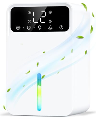 Luftentfeuchter Elektrisch, Entfeuchter mit Schlafmodus, 1500ml Wassertank mit Abschaltautomatik, 7 Farbiges LED Licht, Tragbar, Raumentfeuchter für Wohnmobil, Schlafzimmer, Badezimmer, Schrank