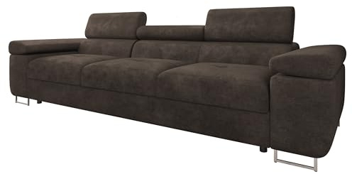 Mirjan24 Sofa Torezio III mit Einstellbare Kopfstützen, Dreisitzer Polstersofa, Füße aus Metall Chrom, Sofagarnitur, Wohnlandschaft, Couchgarnitur (Lumo 40)