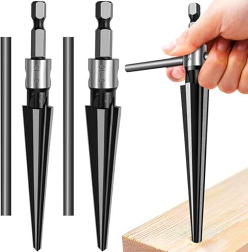 Onchdbfhuu 2-Teiliger Hand-/Bohrer, Konische Reibahle mit 2 Zwecken, Sechskant-Reibahle mit 6 Schlitzen, 5–16 Mm/3–13 mm Konische Teile