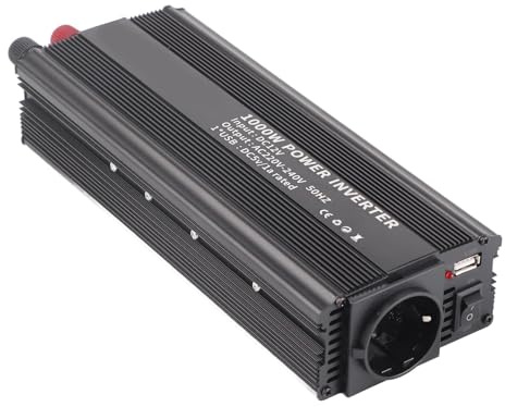 Pssopp Convertitore per Auto a Onda Sinusoidale Pura da 1000 W Convertitore CA da 12 V a 220 V con Ricarica Solare per Uso Continuo del Laptop