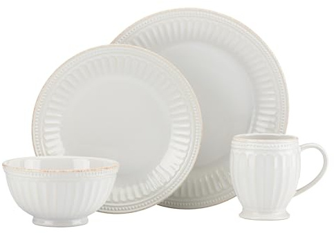 Lenox White French Perle Groove 4Pc Place Setting, 6.95 LB
