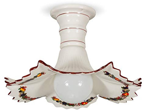 Helios Leuchten 107151 Deckenlampe Keramik weiß - bunt | Deckenleuchte Keramiklampe | handbemalte Keramikleuchte | 1 x E27