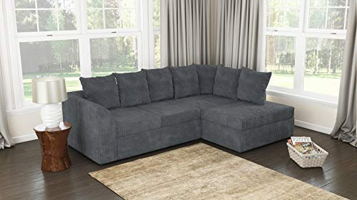 Red Fern Right Corner Seater Sofa in Jumbo Cord Fabric Footstool