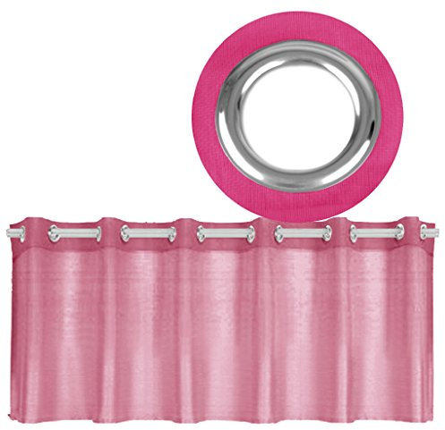 Ösen-Bistrogardine in B160cm x L60cm, transparente Uni Scheibengardine Voile in vielen erhältlich (pink-Fuchsia)