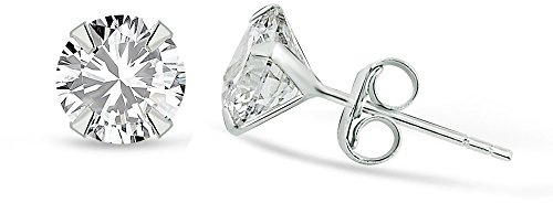 Karisma 1 Paar Damen Ohrstecker 925 Sterling Silber Zirkonia Stein Diamant Ohrringe Stecker Weiss-6mm