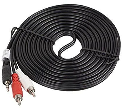 Lanberg CA-MJRC-10CC-0050-BK Klinkenstecker auf 2X RCA Stecker Stereo-Audiokabel, 5m schwarz