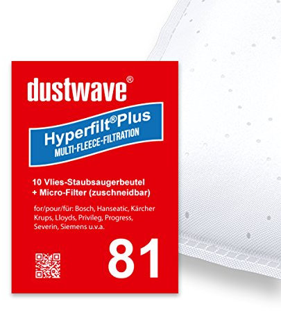 10 Staubsaugerbeutel + Filter passend für Siemens VS 06G2410 Synchropower Power Edition 2400 W, VS 06 G2410 von dustwave® - Made in Germany