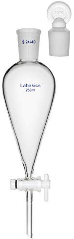 Labasics 250ml Ampoule à Décanter Conique en Verre Borosilicate avec Robinet en PTFE, Separatory Funnel Entonnoir Laboratoire - 250ml