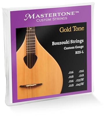 Gold Tone Corde Mastertone™ Bouzouki Custom-Gauge - Estremità sferica (.016, 016, 018, 018, 035w, 016, 045w, 018) (BZS-L)