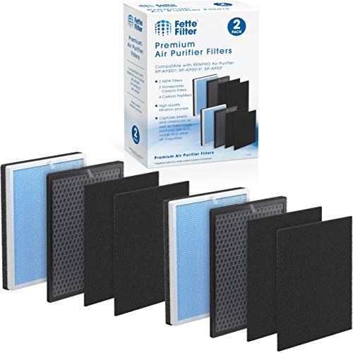 Fette Filter - Premium Hepa-Filter-Set, kompatibel mit RENPHO Luftreiniger RP-AP001, & RP-AP001S, & RP-AP002, Teilenummer: 2 Sets