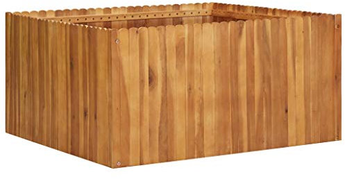 Tidyard Fioriera da Giardino Quadrato in Legno Massello di Acacia,Fioriera da Esterno,Fioriera Grande,Fioriera in Legno,Fioriera Quadrato 100x100x50 cm