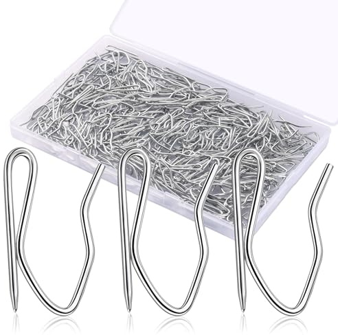 Sopito 200Pcs Curtain Hooks for Door Window Shower Curtain, Silver White