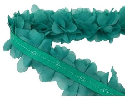 TOMASELLI MERCERIA 50 Cm Passamaneria Fiori Tessuto Georgette Rose Cuciti Nastro 14 Pezzi Alto 6 Cm - Ottanio