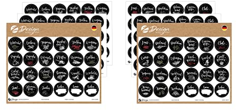 AVERY Zweckform 144 Gewürzaufkleber im Set (runde Gewürzetiketten, Gewürzbeschriftung für Küche, Gewürzgläser, Gewürzdosen, Regale, selbstklebend, beschriftbar, ölabweisend, wasserfest)