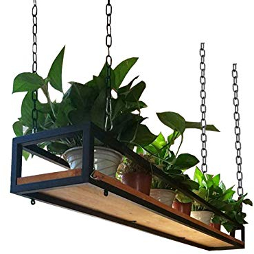 WYFZT Deckenregal Hängend Küche Bar, Stabiler Deckenhänger, Küchenhänger, Hängeregal für Blumen Pflanzen Blumenstand Topfhänger Pfannenhänger Decke, Massivholz und Metalleisen (Size : 60×25×15cm)