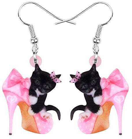 DOWAY Cute Acryl Katze Ohrringe für Frauen Mädchen Mode Tier Ohrringe Schmuck Charms Katze Geschenke (Pink)
