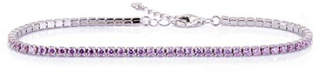 Bracciale Uomo Donna Tennis Argento 925 con Zirconi - Dimensioni 2 mm - Misura regolabile da 17 a 20 cm - Colore a scelta