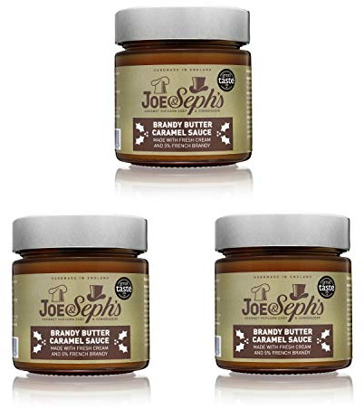 Joe & Seph's Brandy Butter Caramel Sauce (3x230g) | 1 Star Great Taste Award, Drizzle for Ice Cream, Coffee, Vegetarian, Home Baking, Cakes, Christmas, Syrup