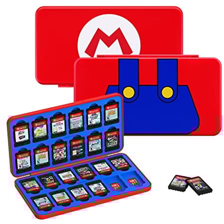 JINGDU Game Card Case für Nintendo Switch, robuste & tragbare 48 Slots Spiele Aufbewahrungsbox mit 24 Game Card Slots und 24 Micro SD Card Slots (Rot)