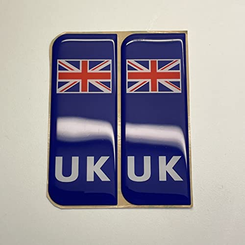 2x3D Gel Badge with UK Union Jack Flag for Number Plates - Valid for driving in EUROPE