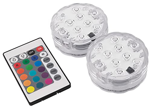 McShine - LED-RGB-Unterwasserleuchte IP68 - wasserdicht, ferbsteuerbar mit Fernbedienung, 2-LED Leuchten farbig für Poolbeleuchtung Aquarium Terrarium