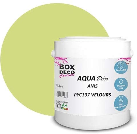 BOX DECO COULEURS Peinture murale acrylique aspect velours Aqua Déco - 2,5L, Vert Anis