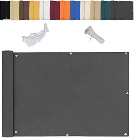 Linmssd Brise Vue pour Balcon, Toile de Balcon, UV Résistant aux Déchirures et Vent, avec Attaches de câble et Cordons, pour Jardin, terrasse - Gris 70x200cm