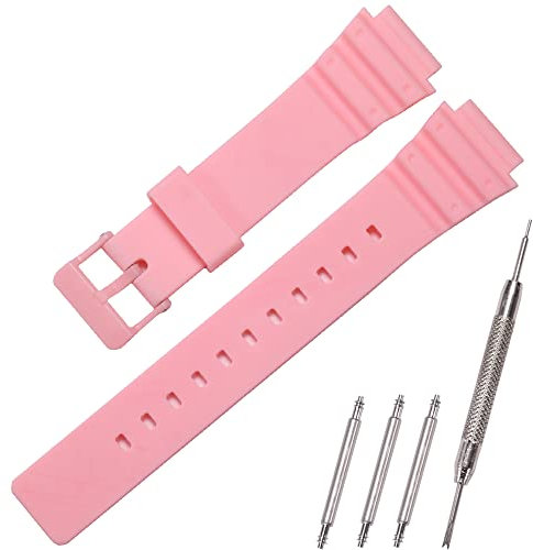 RCNZWQB Kunstharz-Armband, kompatibel mit Casio G-shock MRW-200H Herren und Damen, wasserdichtes Gummi-Ersatzarmband (rosa)