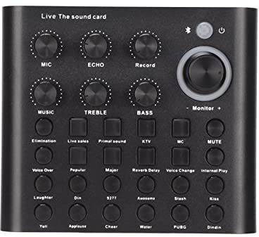 Tarjeta de Sonido en Vivo, Mezclador de Audio Profesional, Tarjeta de Sonido de Cambiador de Voz, con Múltiples Efectos de Sonido, Puerto de Micrófono Dual, Silenciamiento con un Toque o Transmisión/p