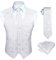 HISDERN Anzugwesten für Herren Weiß Paisley Hochzeit Weste mit Krawatte Einstecktuch Taschentuch Jacquard Weste Herren Anzug Set Elegant L