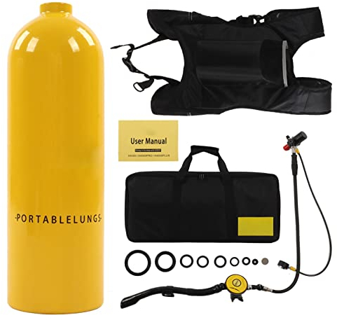 capacité 2L X5000Pro réservoir d'oxygène de plongée supportant 25-30 minutes de respiration sous-marine petit kit de réservoir de plongée (bouteille vide)(Jaune), Mini réservoir de plongée,