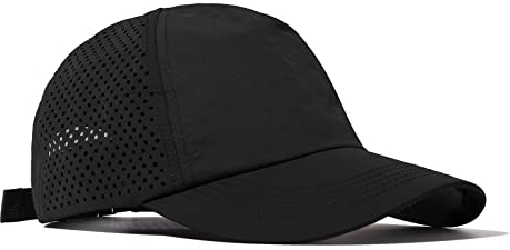 Clakllie Atmungsaktiv Sport Basecap Herren Mesh Running Cap Quick Dry Baseball Caps Wasserdicht Outdoor Running Cap UV-Schutz Kappe Leicht Fitted Caps,WBBC7-Black