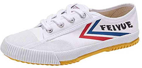 PENXZT Kampfsportschuhe, Unisex-Tai-Chi-Turnschuhe, Erwachsene, Kinder, Klassische Kung-Fu-Schuhe, rutschfeste, Modische Qigong-Trainer Aus Segeltuch,Weiß,43 EU