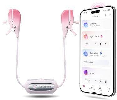 LOVENSE Gemini Bluetooth Verstellbare Vibrierende Nippelklemmen mit APP, Brustwarzen Nipple Clamps für Frauen Männer, Sexspielzeug Extreme für Paare Rosa