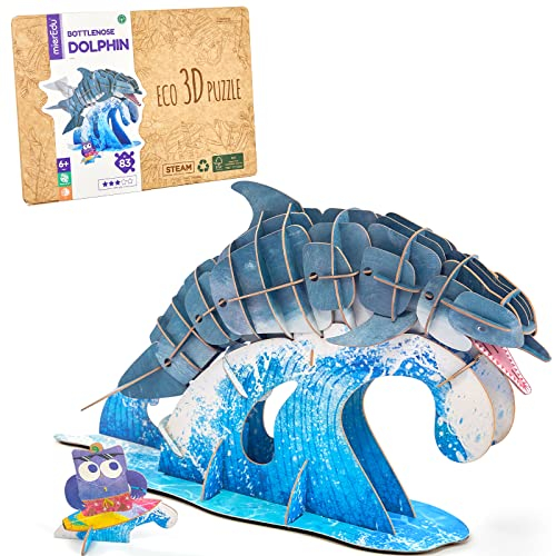 mierEdu 3D Puzzle Kinder | Modellbau Delfin | Modellbausatz Delfin | Bastelset Erwachsene | Puzzle 83 Teile | DIY Spielzeug | Geschenk ab 6 7 8 9 10 11 12 Jahre | Mädchen Junge | Geburstag Weinachten